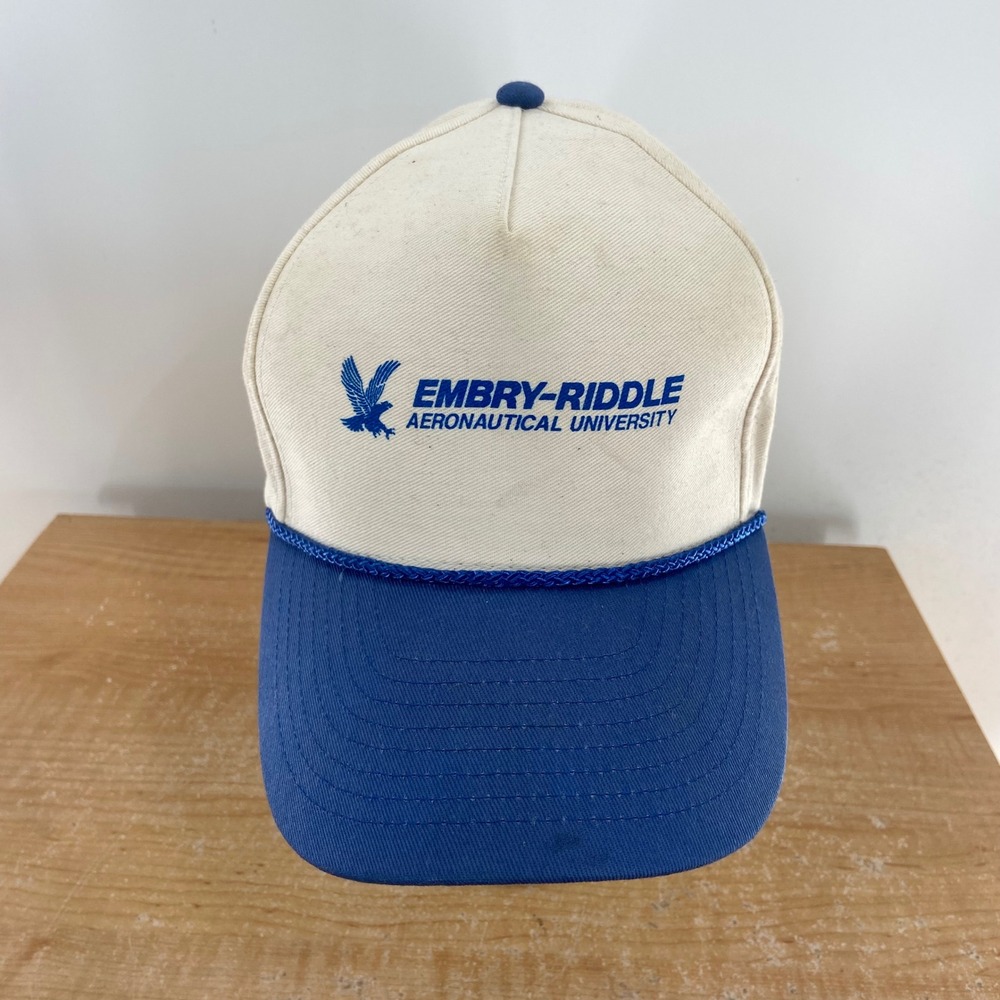 Vintage Embry-Riddle Aeronautical University Snapback Trucker Hat Blue Rope